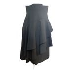 Banana Republic  Black Wool Sheath Dress Size 4 Ruffled Sleeveless Midi Lined Photo 8