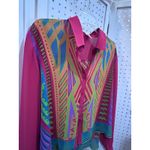 Flying Tomato  Womens Geometric Print Button Up Long Sleeve Blouse Top Size L Photo 2