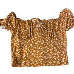 Papaya Orange/Brown Floral Blouse Photo 0