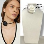 Urban Outfitters  Satin Rosette Wrap Choker Necklace Black & White NWT Photo 1