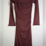 Princess Polly  Women’s Burgundy Mesh Ruched Bodycon Maxi Dress Stretchy Sz 4 Photo 4
