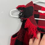 FSL + Apparel Red & Black Buffalo Plaid Fringe Vest Top Size Small Open Front Photo 1