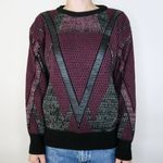 Vintage 80s Leather Patch Grandpa Sweater Black Size M Photo 1