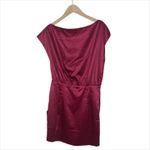 Lulus NWT Utter Obsession Burgundy Red Satin Boat Neck Mini Dress Size Small Photo 3