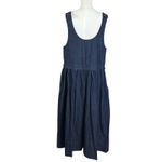 Free People  Retro 90s Soraya Dark Denim Drop Waist Midi Jumper Dress Size XL Photo 8
