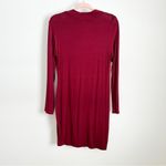 Boohoo NWOT  Burgundy Wine Long sleeve mock neck bodycon mini dress Crimson Small Photo 3