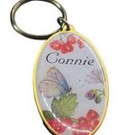 Connie Personalized Keychain With Butterfly & Flowers Design Name Tag 3.5" Photo 0