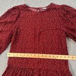 Melrose and Market Polka Dot Dress Women's X-Small Burgundy 3/4 Sleeve Drop Hem Photo 5