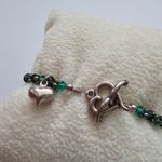Green Crystal Bracelet With Silver Heart Charms And Closure Photo 4