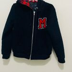 Forever 21  Black Thick Winter Fleece Jacket with Red Plaid Detail Photo 1