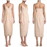 Rebecca Taylor Size 10 Tulip Wrap Dress White Beige Marzipan Combo Midi V Neck Photo 1