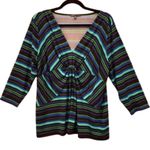 Y2K Tunic Blouse XL Abstract Kaleidoscope Artsy Eclectic Art To Wear Stretch Black Photo 0