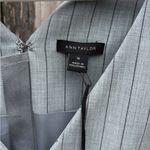 Ann Taylor NWT V Neck Midi Dress Bi-Stretch Grey Pinstripe Size 16 Photo 4