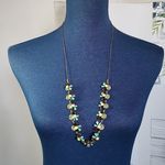 Antique Gold Finish Sliding Bolo Crystal Necklace Faux Pearl Earrings Set Photo 6