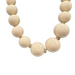 Boutique Chunky Statement Necklace Acrylic Cream Beads With Rhinestone Spacers Photo 1