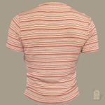 3 Girls Striped Ribbed Crop Top | Retro Y2K Fitted Tee Pink Photo 4