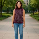 Chico's Weekends by 1 Medium Full Zip Vest Jacket Burgundy Sleeveless Photo 1