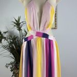 Papaya  Woman Dress M Halter Neck Lined Boho Vacation Preppy Zipper Back Boho Y2K Photo 2