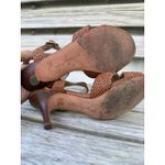 Diane Von Furstenberg  Brown Leather Woven‎ Dressy Strappy Heels Sandals Size 7 Photo 7
