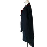 NWOT Asymptomatic Lightweight Shoulder Pad Tunic Top / Jacket Satin Floral Trim Black Size XL Photo 2