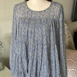 JODIFL Boho cottage tiered floral babydoll long balloon sleeve blouse Top L Photo 0