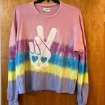 Lauren Moshi Lee Skull Peace Hand Tie Dye Sweatshirt Ocean Sunrise NWT Large Photo 0