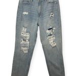 Aeropostale  Mom Jeans Distressed Light Wash High Rise Straight Leg Size 6 Photo 0