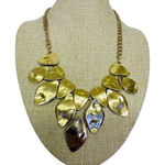 Hammered Like Flat Stones Gold Tone 16" Adjustable Necklace Statement Piece Photo 0