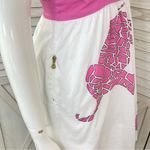 Tracy Negoshian Mosaic Elephants Cotton Halter Sundress White Pink Small Photo 5