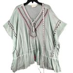 Shirahleah Beach Cover Up Womens OS Mint Green Embroidered Boho Tunic Shirt Top Size L Photo 7