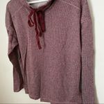 Max Studio  Tunic Hoodie Striped Hooded High/low Funnel Neck Burgundy Casual Cute Photo 4