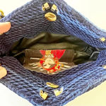 Kooreloo Rich Blue Velour Mini Bag Black Leather Trim Chain Strap Luxury Purse Blue Photo 2