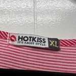 Hot Kiss Women's Pin Striped Red V-Neck Short Sleeve Top Size XL Lightweight Photo 1