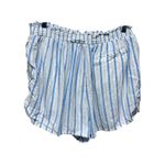 Aerie Linen Blend Shorts Sz L Elastic Waist Blue White Stripe Coastal Beach Photo 1