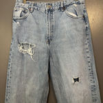 ZARA  Jeans Womens 8 Blue High Rise Straight Leg Distressed Ripped Denim Raw Hem Photo 0
