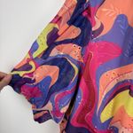 Nicole Miller  Womens Abstract Blouse Sz 3X‎ Colorful Retro V-Neck Puff Sleeve Photo 1