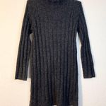 Madewell Ribbed Sweater Dress Rolled Mock Neck Donegal Dark Gray Size S Photo 0