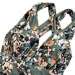Sea Angel  Sage Green FLORAL Plunge‎ Neck Cross Back SWIMSUIT Medium 8 Photo 1