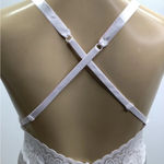 White Satin Size S/M Long Lace Upper Design With Adjustable Straps. Photo 3