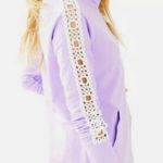 Lilly Pulitzer  Skipper Popover XS Purple Lace Trim Pullover Half Zip Preppy Soft Photo 0