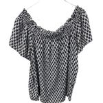 Kate Spade Top XL Black White Off The Shoulder Tasseled Rayon Smocked Blouse Photo 1