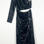 NEW Wayf Ella Floral Flower Jacquard Crystal Jewel Bow Tie Cut Out Midi Dress S Photo 0