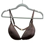Reiss Raquel Pleat Detail Bikini Top Dark Brown Photo 1