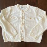 Grace Karin  White Sweater Cardigan with gold buttons size XL Photo 0
