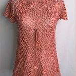 Sacred Threads NWT  Orange Crochet Overlay Short Flutter Sleeves Dainty Top Small Photo 0