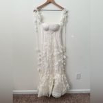 Zimmermann NWT  Petal Appliqué Linen Silk Corset Gown White Midi Dress Size 1 Photo 7