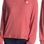 Free People  We The Free Don't Forget Me Pink Slub Asymmetrical Henley Small Photo 0