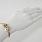 Vintage Avon 1978 Floral Ceramic Puff Butterfly Goldtone Cuff Bracelet Gold Photo 0
