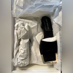 Good American NWT- The Standout Square Toe Slide in Black and Gold Size 7 Photo 2