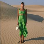 Cult Gaia  Eileen Dress XS Green Silk Rayon Side Cutout Back Zip Revolve Photo 6